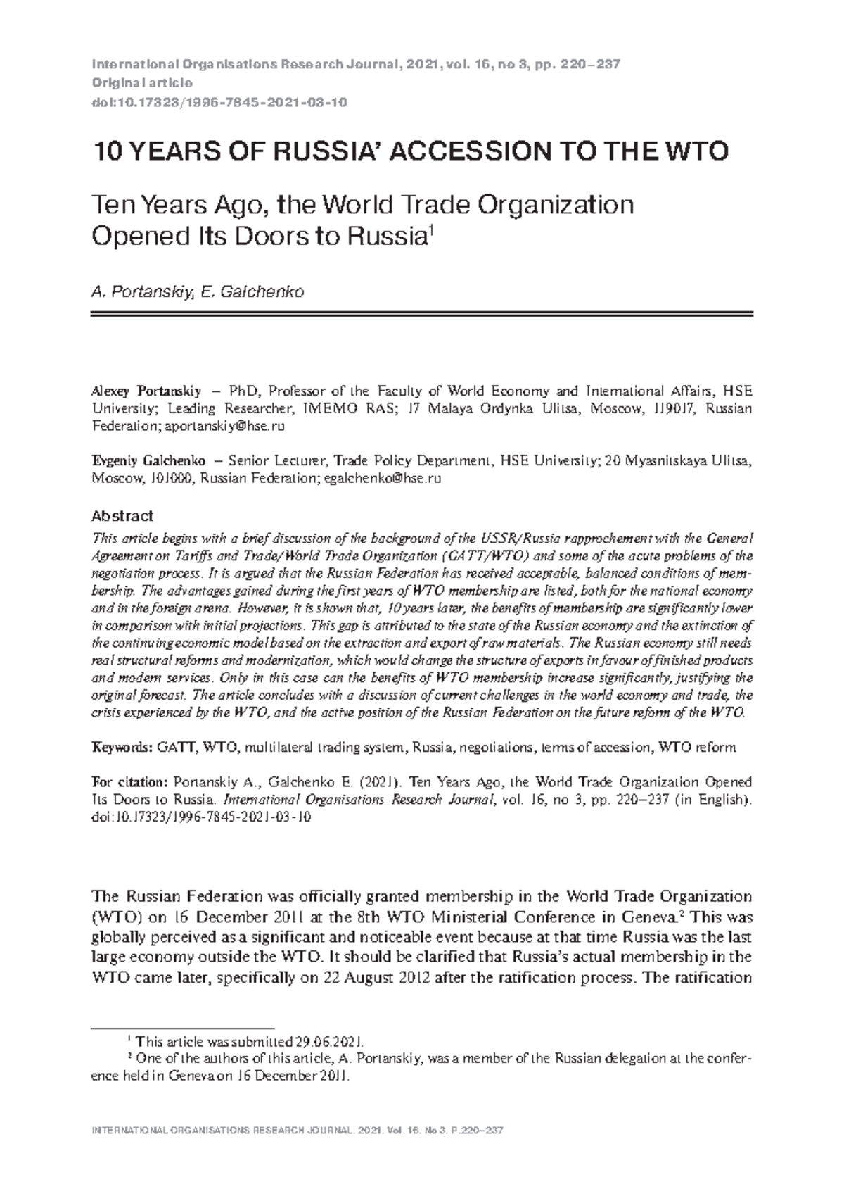 6-Russia Accession to WTO Analysis - INTERNATIONAL ORGANISATIONS ...