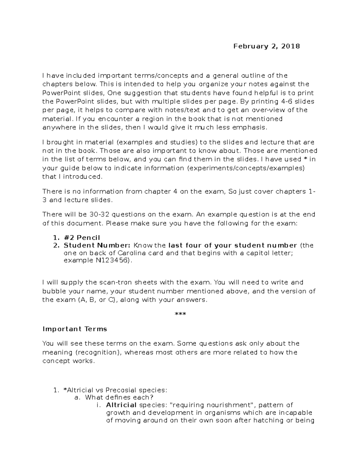 Exam 1 study guide - Lecture notes 1-3 - February 2, 2018 I have ...