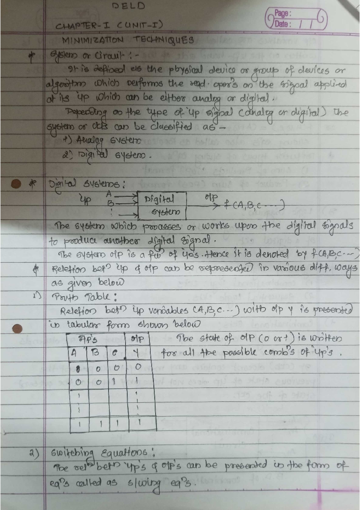 DELD UNIT 1 - Introduction to digital electronics and logic design ...