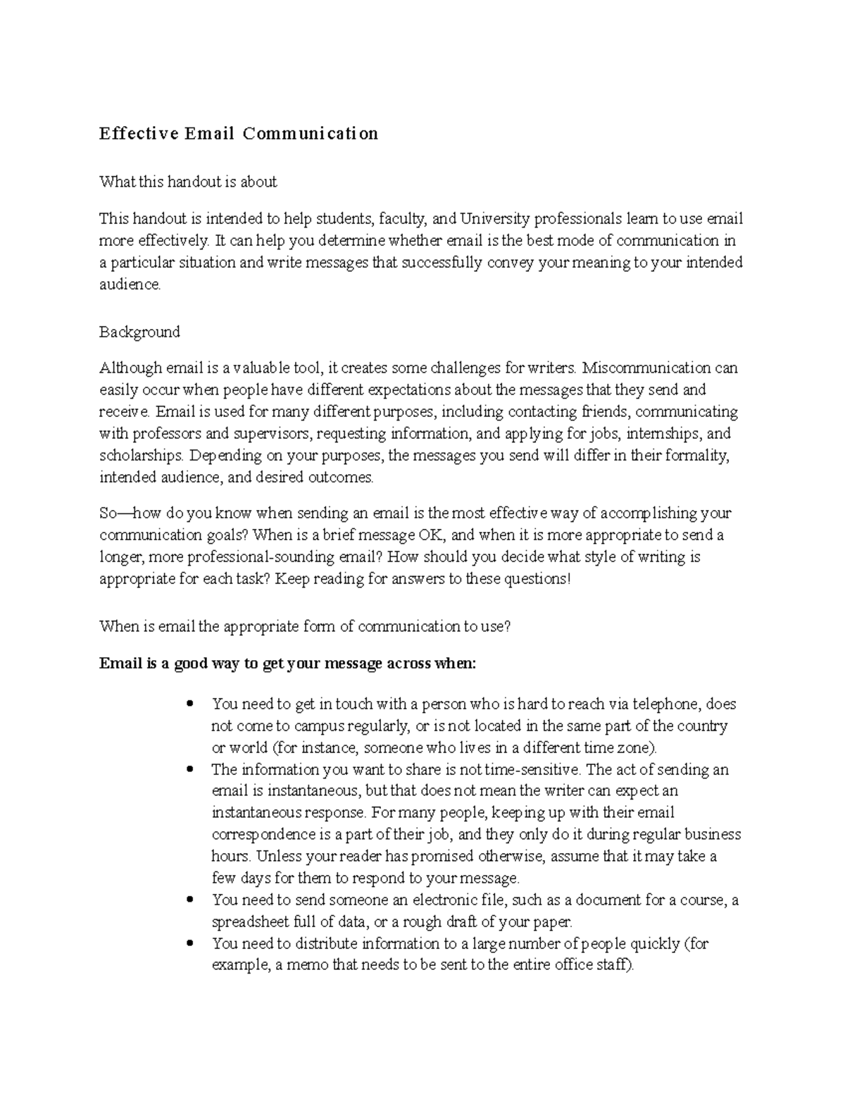 How to write an email effective email communication what this handout