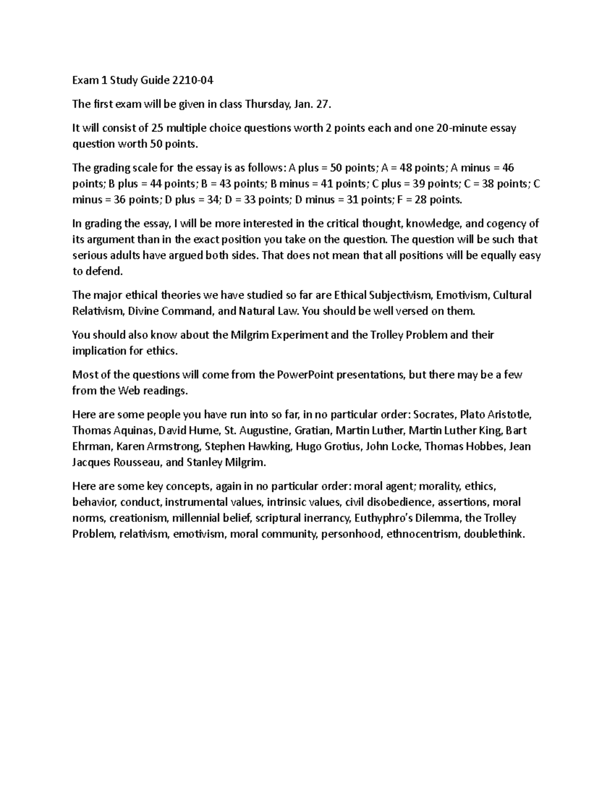 2210 exam 1 study guide Spring 2022 - Exam 1 Study Guide 2210- The ...