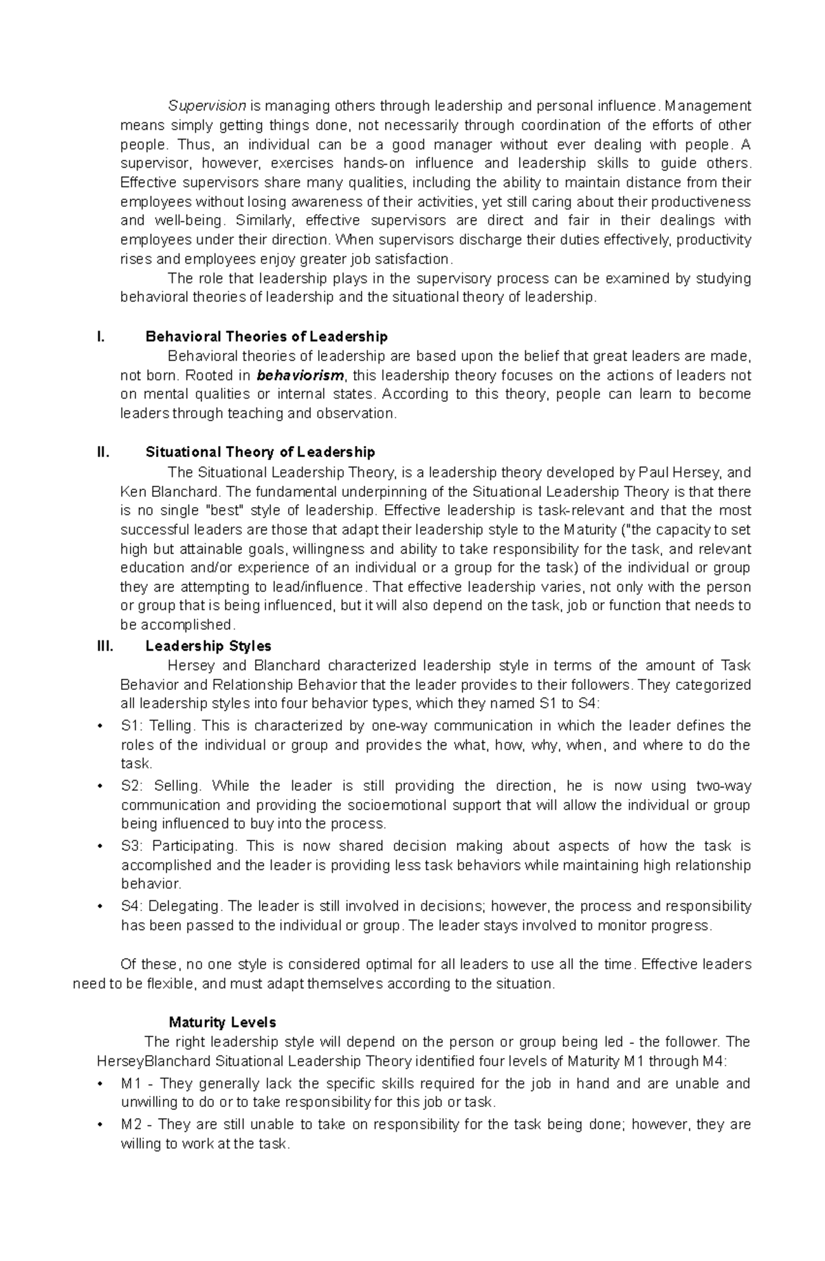 Office and System Management - Supervision is managing others through ...