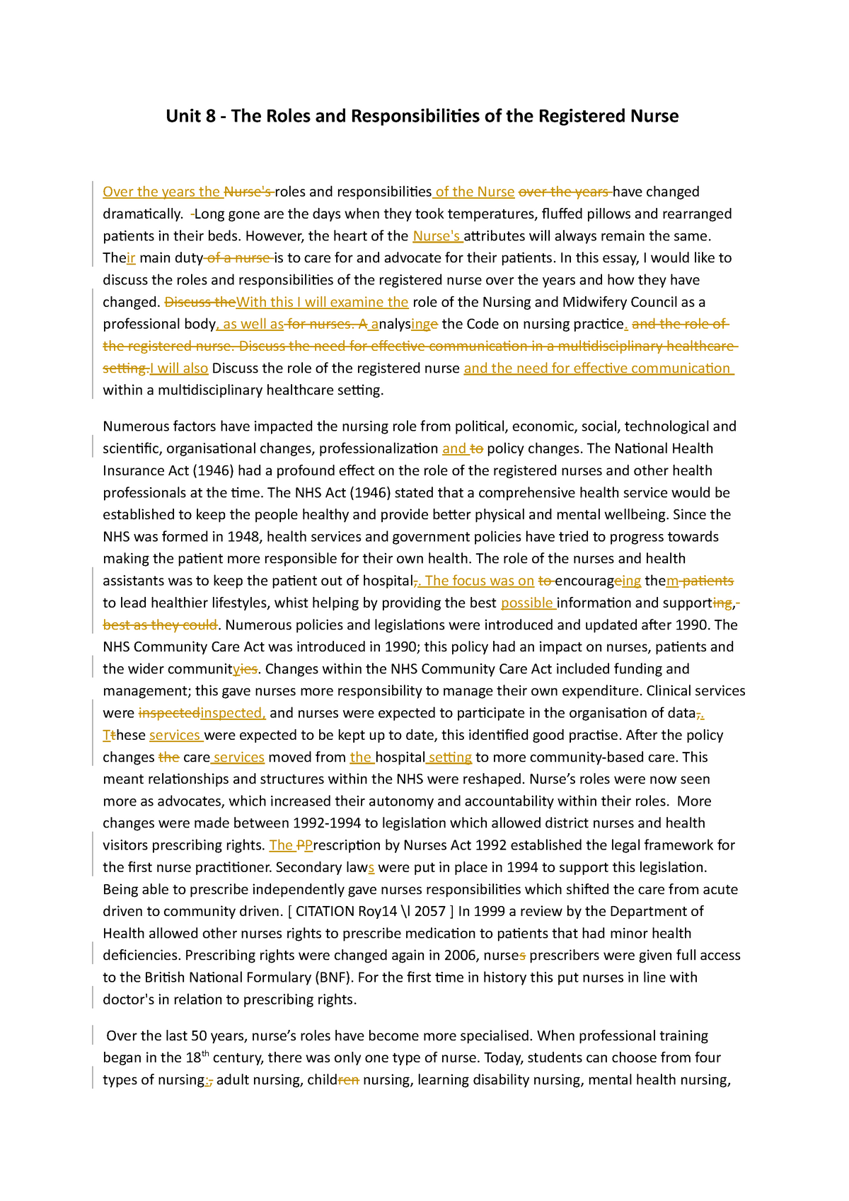 Unit 8 - Roles Of The Registered Nurse - Unit 8 - The Roles And  Responsibilities Of The Registered - Studocu