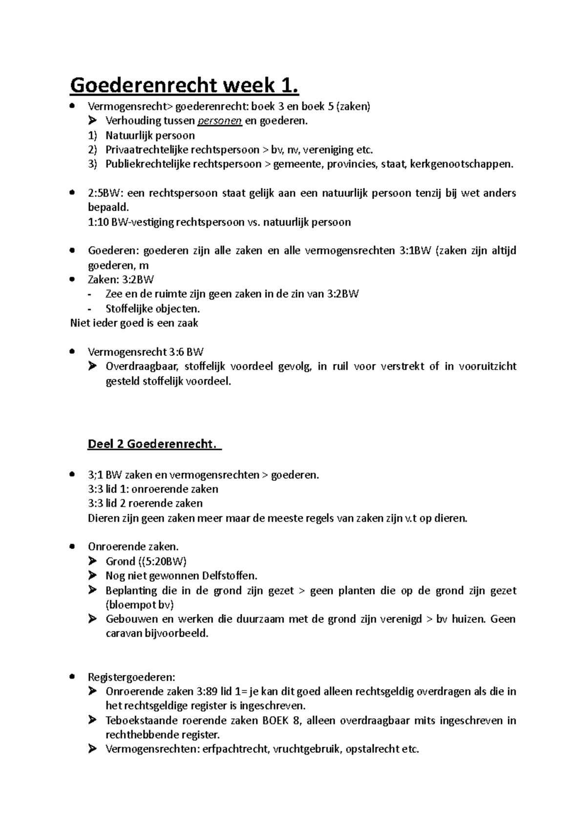 Goederenrecht Sv Hc - Goederenrecht Week 1. Vermogensrecht ...