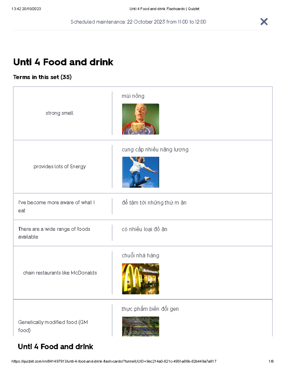 Unti 4 Food and drink Flashcards Quizlet Scheduled maintenance 22