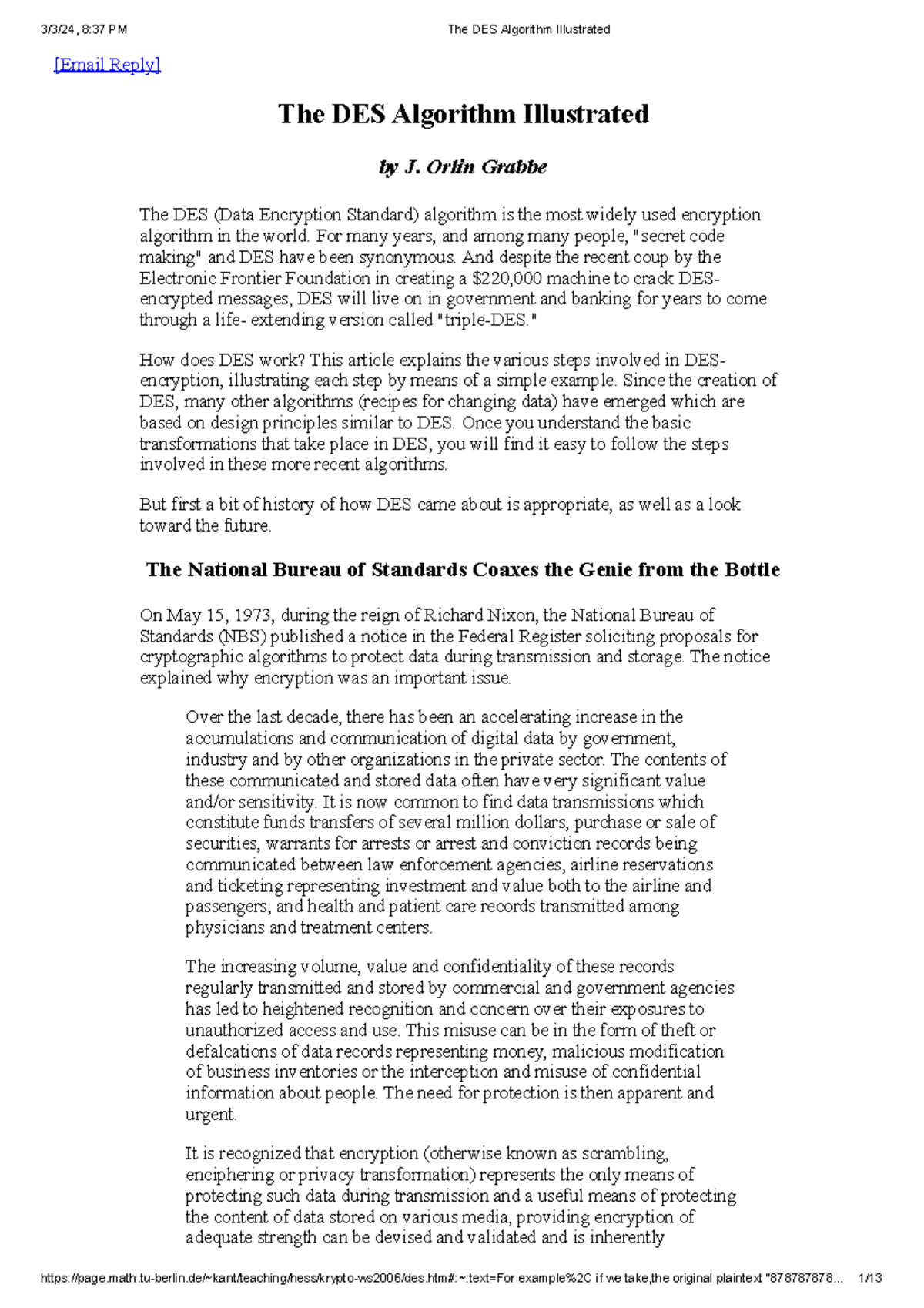 The DES Algorithm Illustrated - [Email Reply] The DES Algorithm ...