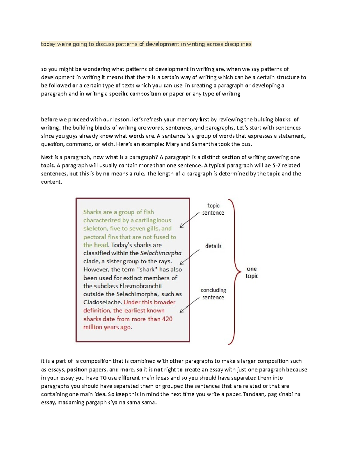 RW Lesson 1 Notes - today we're going to discuss patterns of ...