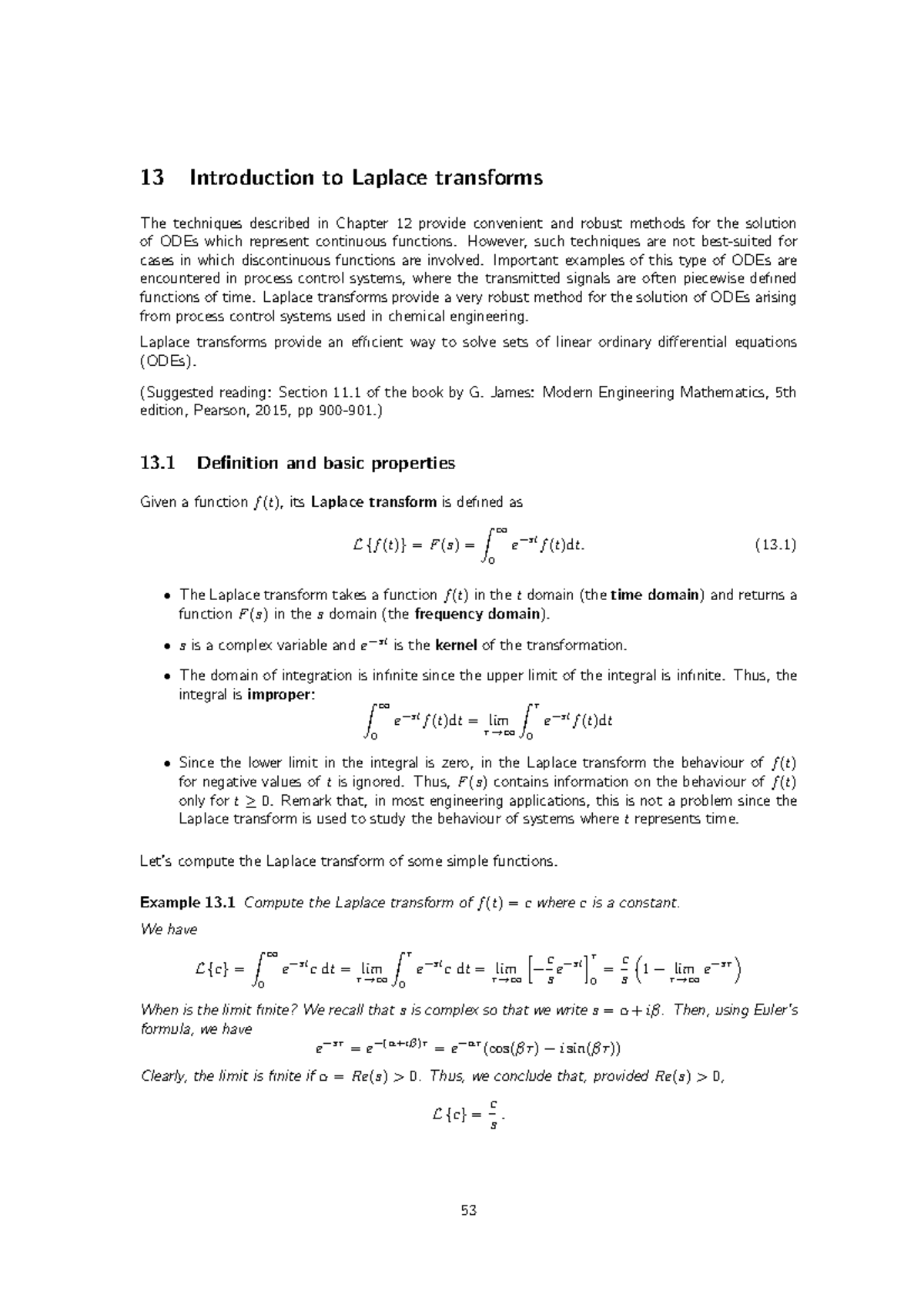 Laplace Transform Notes - 13 Introduction to Laplace transforms The ...