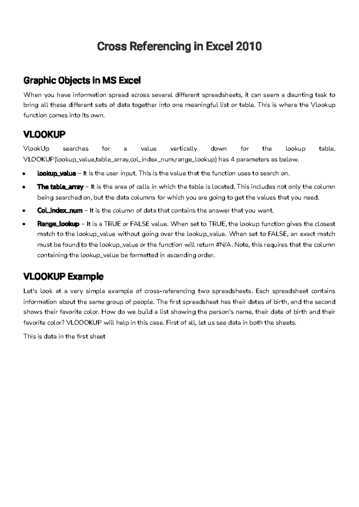 MS Excel BasicAdvancend Operations 4 Cross Referencing in Excel 2010