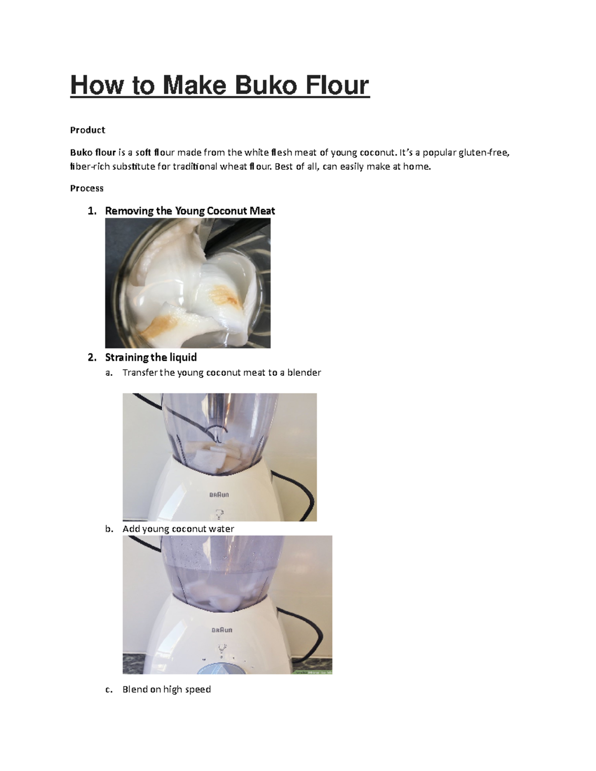 Buko flour - Procedure - How to Make Buko Flour Product Buko lour is a ...