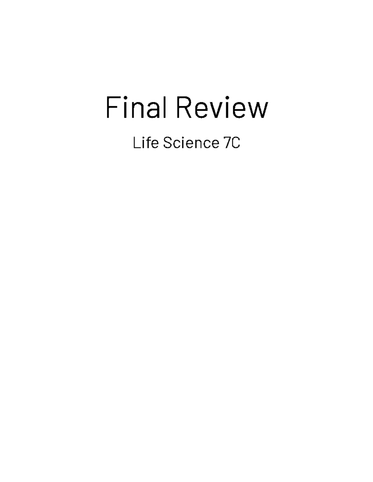 Final - Spring 2023 2 - Final Review Life Science 7C [Questions 1 - 7 ...