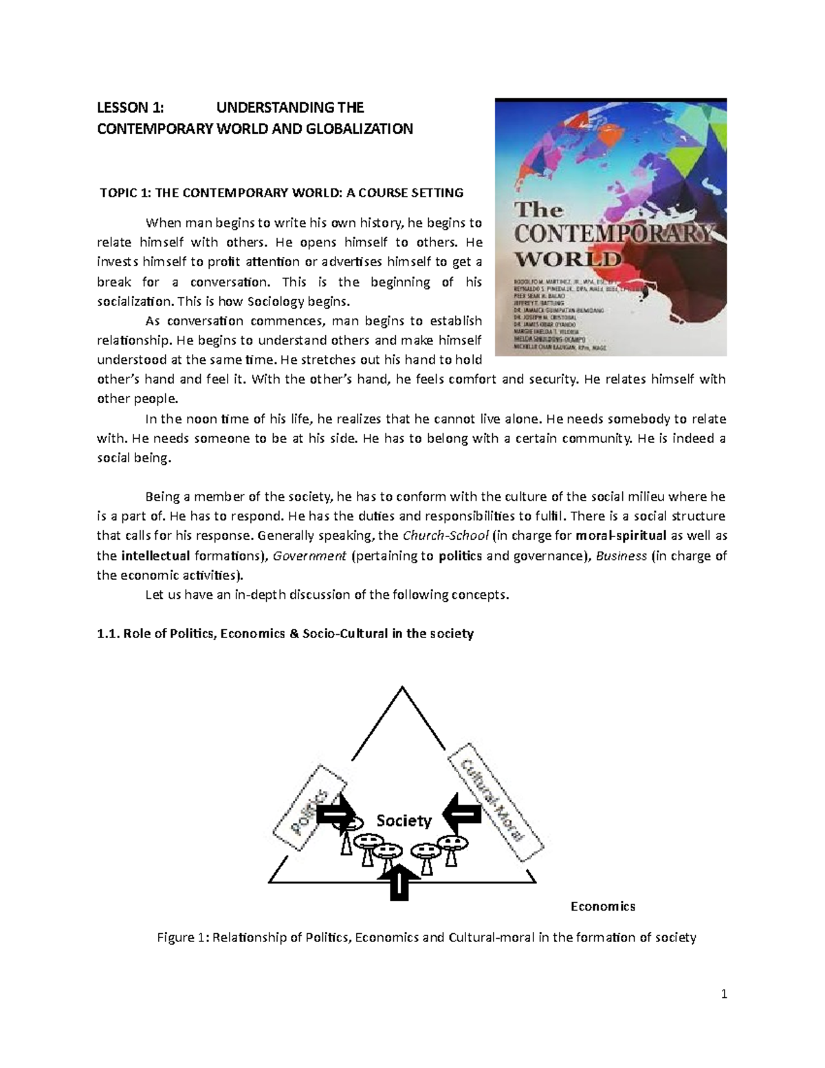 Lesson 1 The Contemporary World and Globalization - LESSON 1 ...