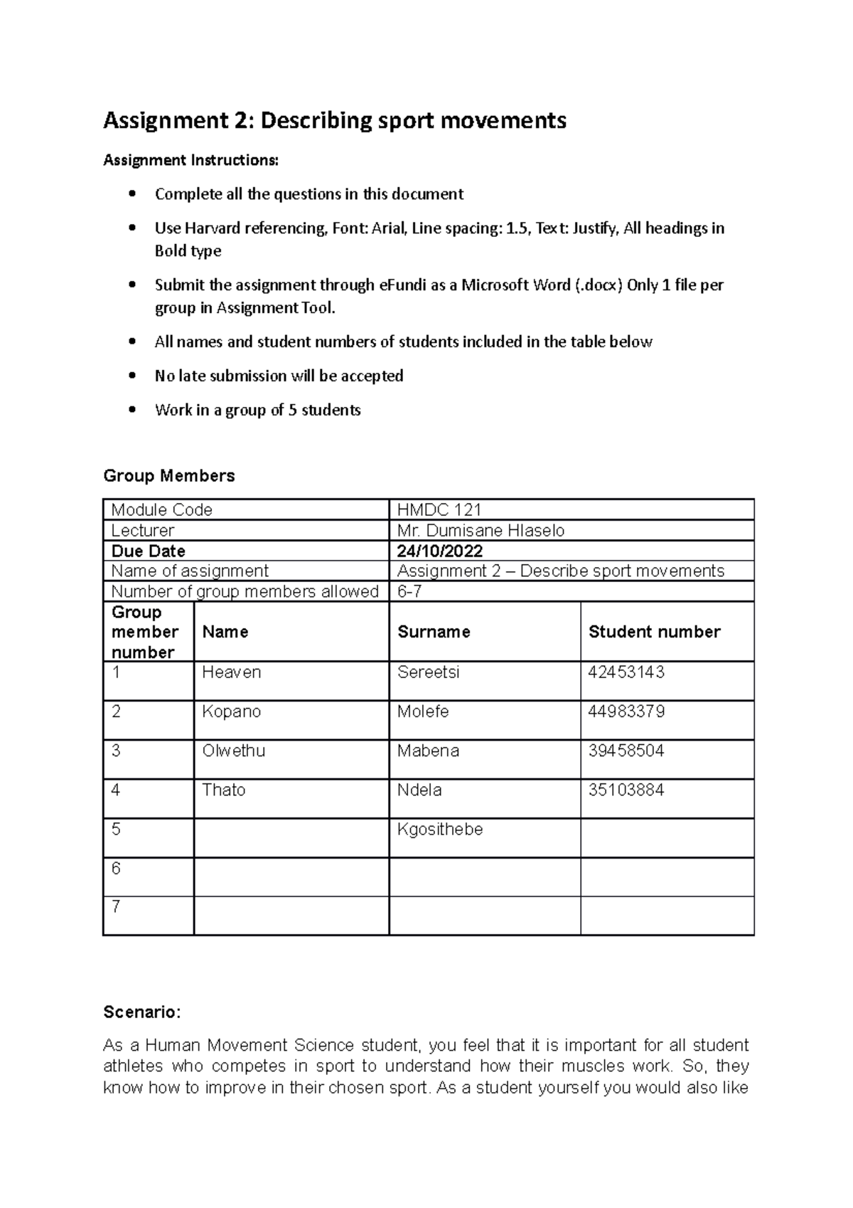 Assignment 2 MC 2022 anatomy - Assignment 2: Describing sport movements ...
