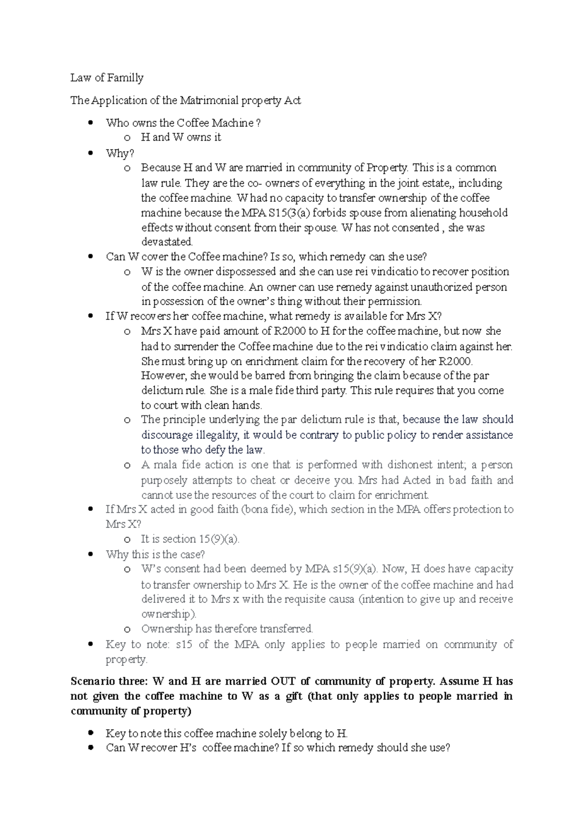 Law of Familly MPA Law of Familly The Application of the Matrimonial