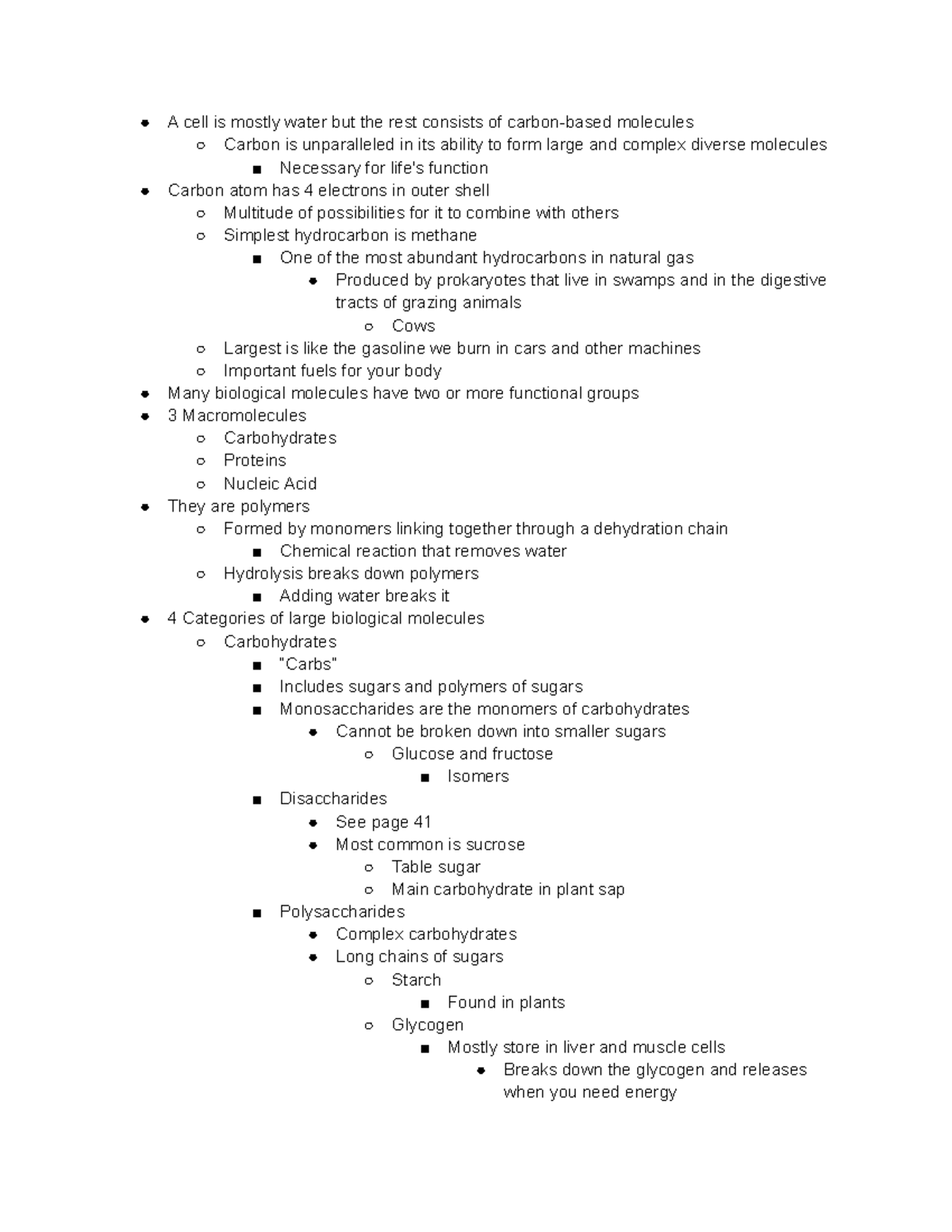 Chapter 3 Notes - Melissa Grant - A Cell Is Mostly Water But The Rest 