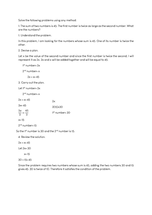 The sum of two numbers is 45. The first number is twice as large