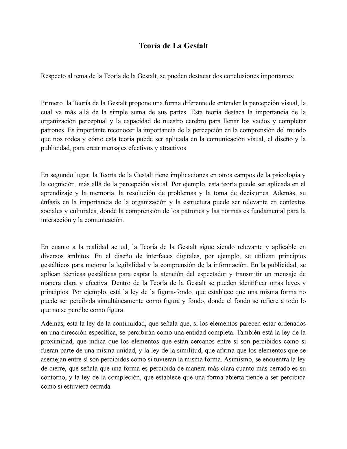 Psicologia De La Comunicacion Teoria De La Gestalt Teoría De La Gestalt Respecto Al Tema De 4647