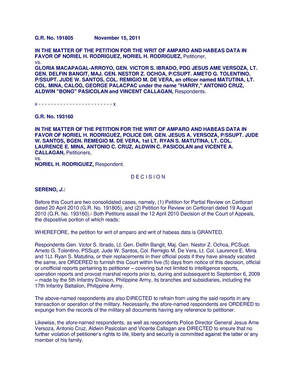 8. Rodriguez v. GMA, G.R. Nos. 191805 & 193160, November 15, 2011 - G ...