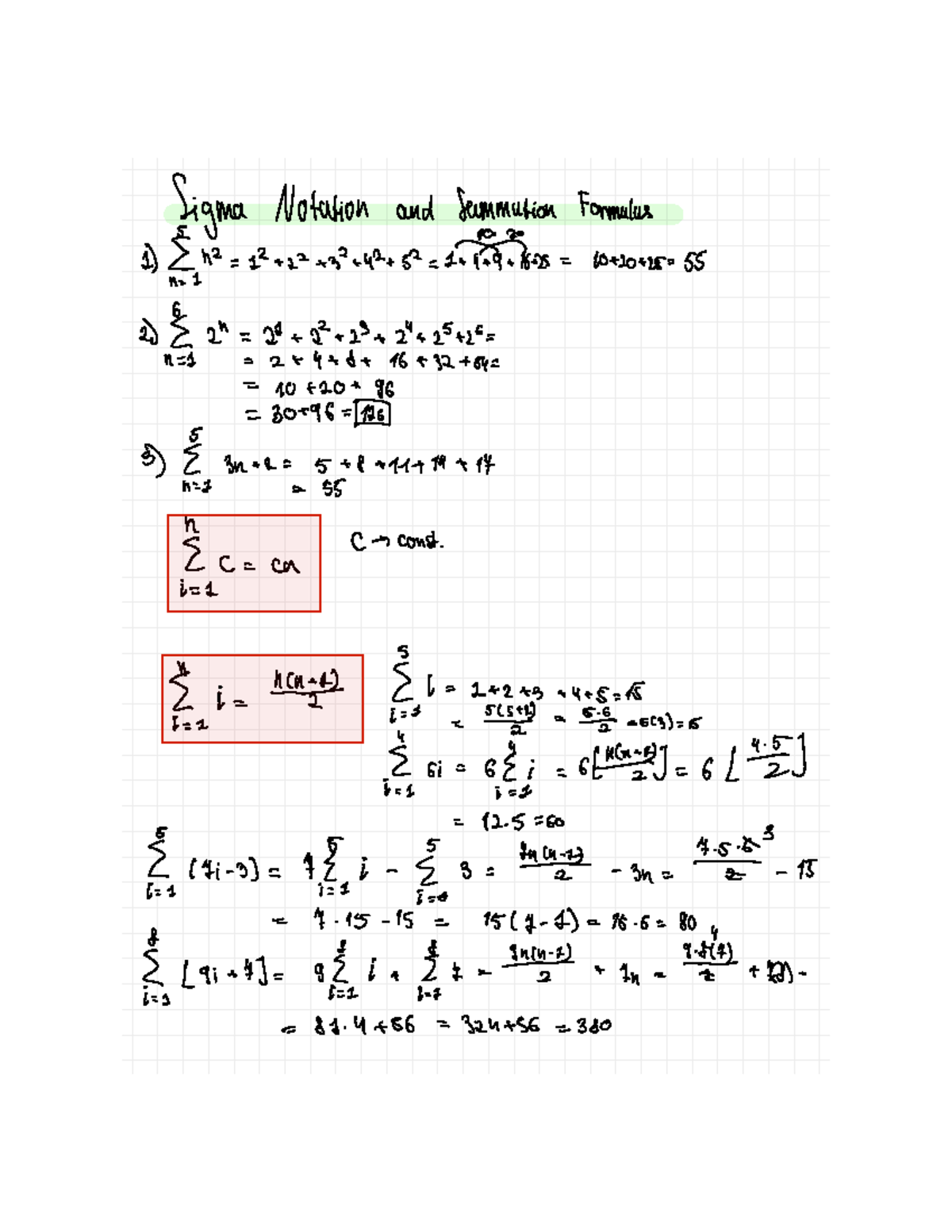 Math 2b sigma notations - MATH 2B - Studocu