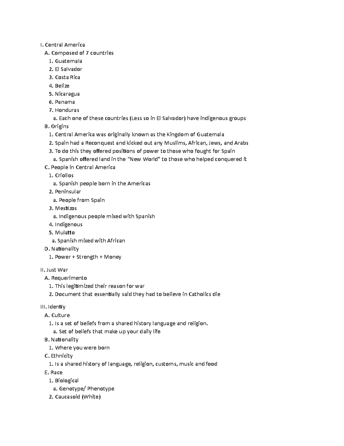 Notes CAS history Discourse and concealment I. Central America A