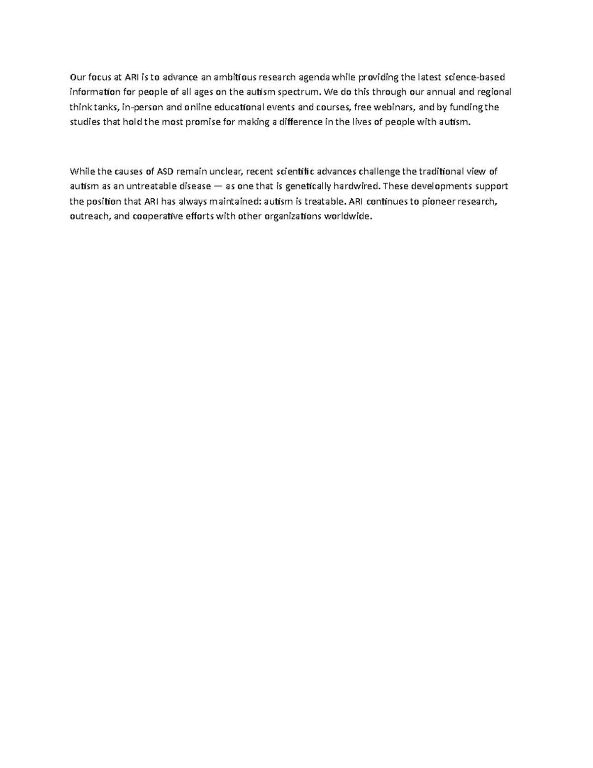 1 - Lecture notes 2 - Our focus at ARI is to advance an ambitious ...