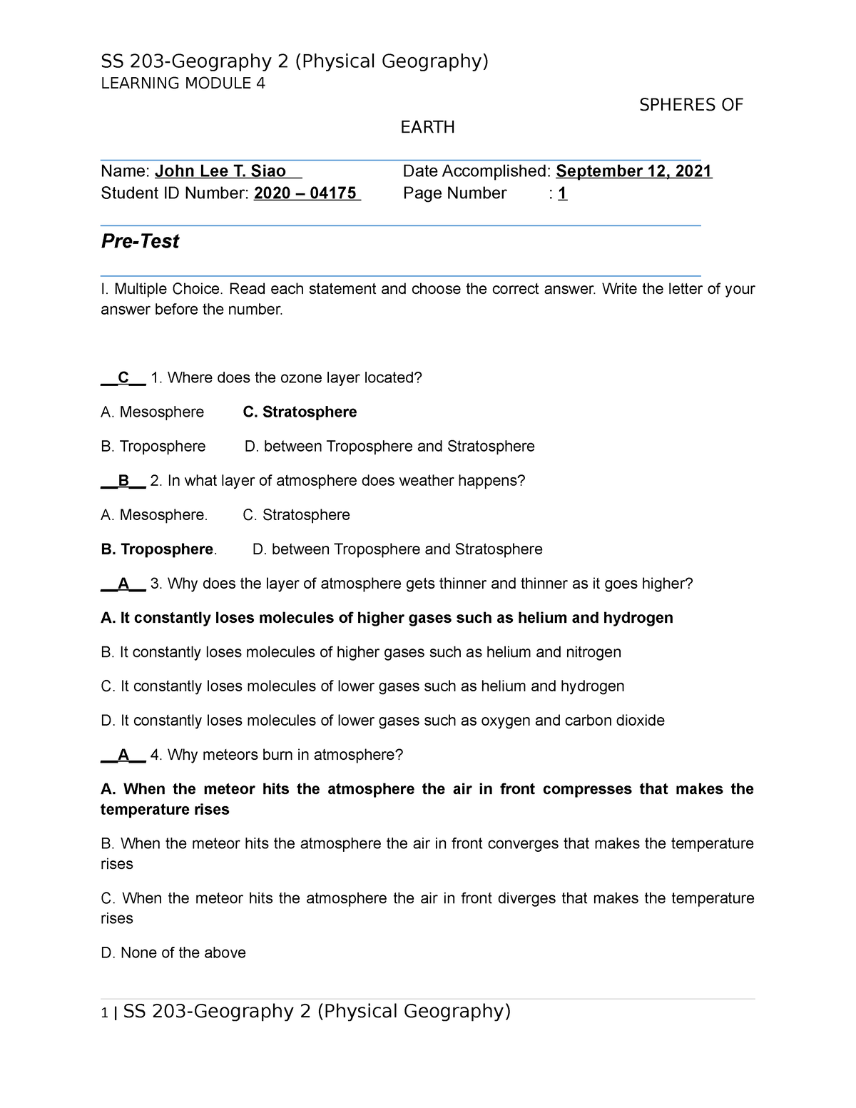 Assessment Task 4 - LEARNING MODULE 4 SPHERES OF EARTH - Studocu