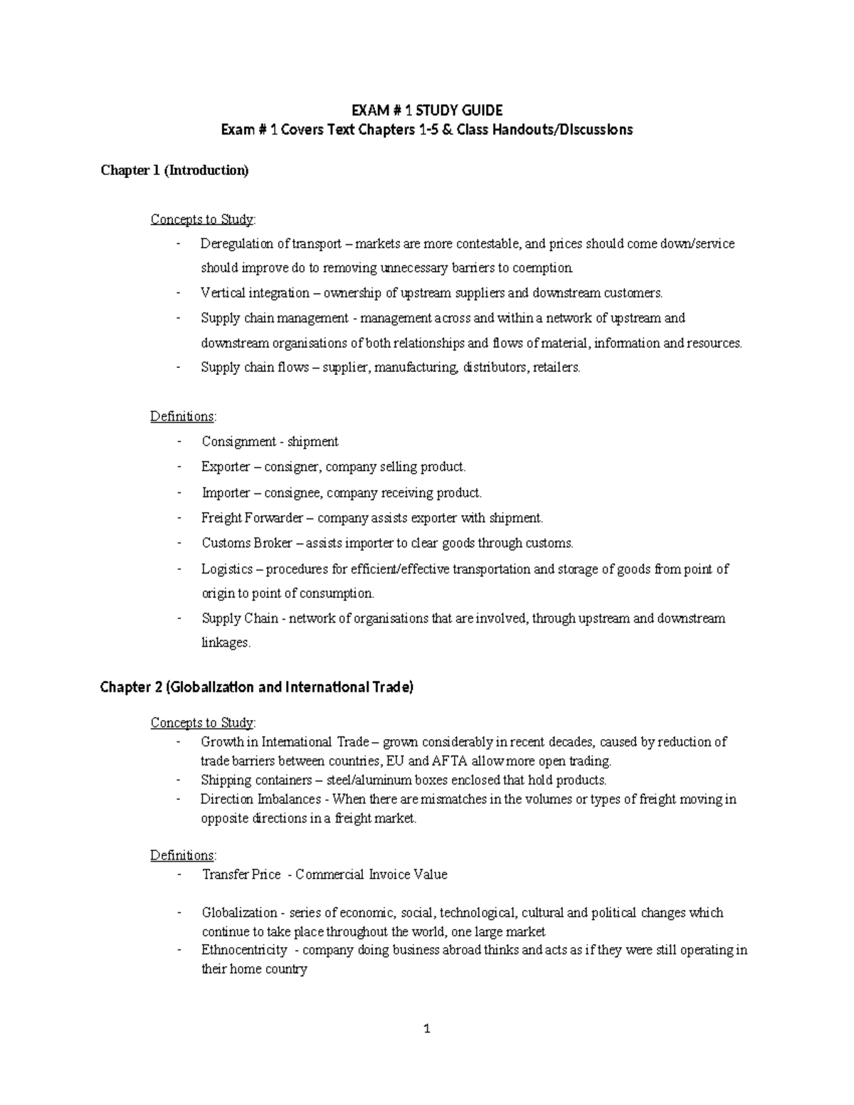Exam # 1 Study Guide - ffsgbgb - EXAM # 1 STUDY GUIDE Exam # 1 Covers ...