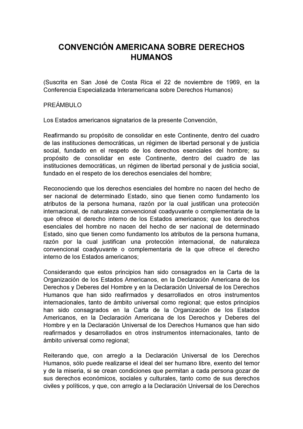 Convención Americana Sobre Derechos Humanos - CONVENCIÓN AMERICANA ...