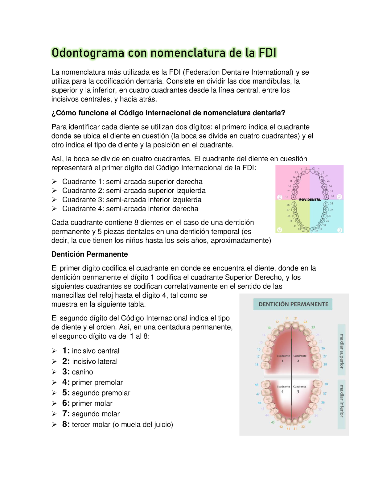 Ari Resumen - Odontología Preventiva - Odontograma Con Nomenclatura De ...