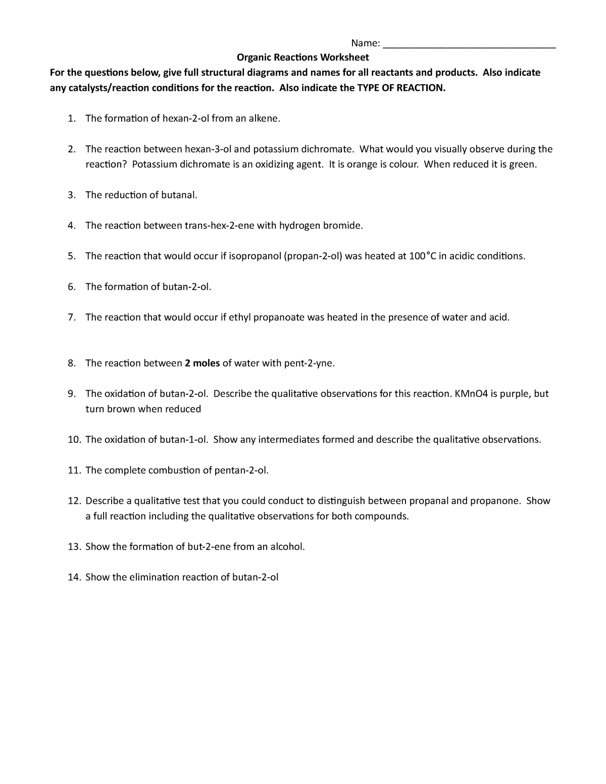 organic-reactions-worksheet-organic-reactions-worksheetname