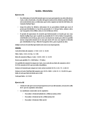 Ejercicio N° 01 ANALISIS DE COSTO UNITARIOS COSTOS UPC CRITERIOS ...