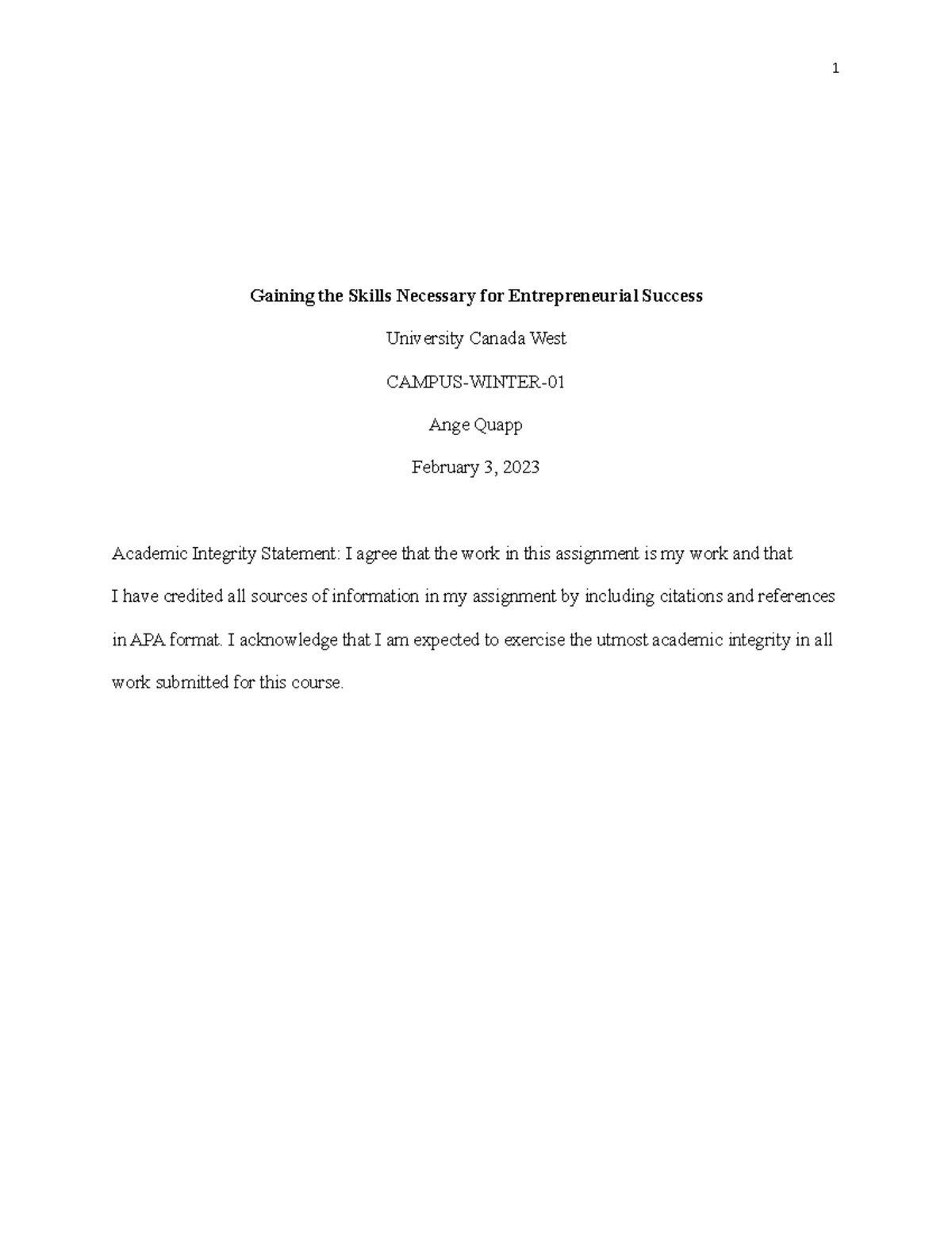 Final Summary Response Copy Gaining the Skills Necessary for