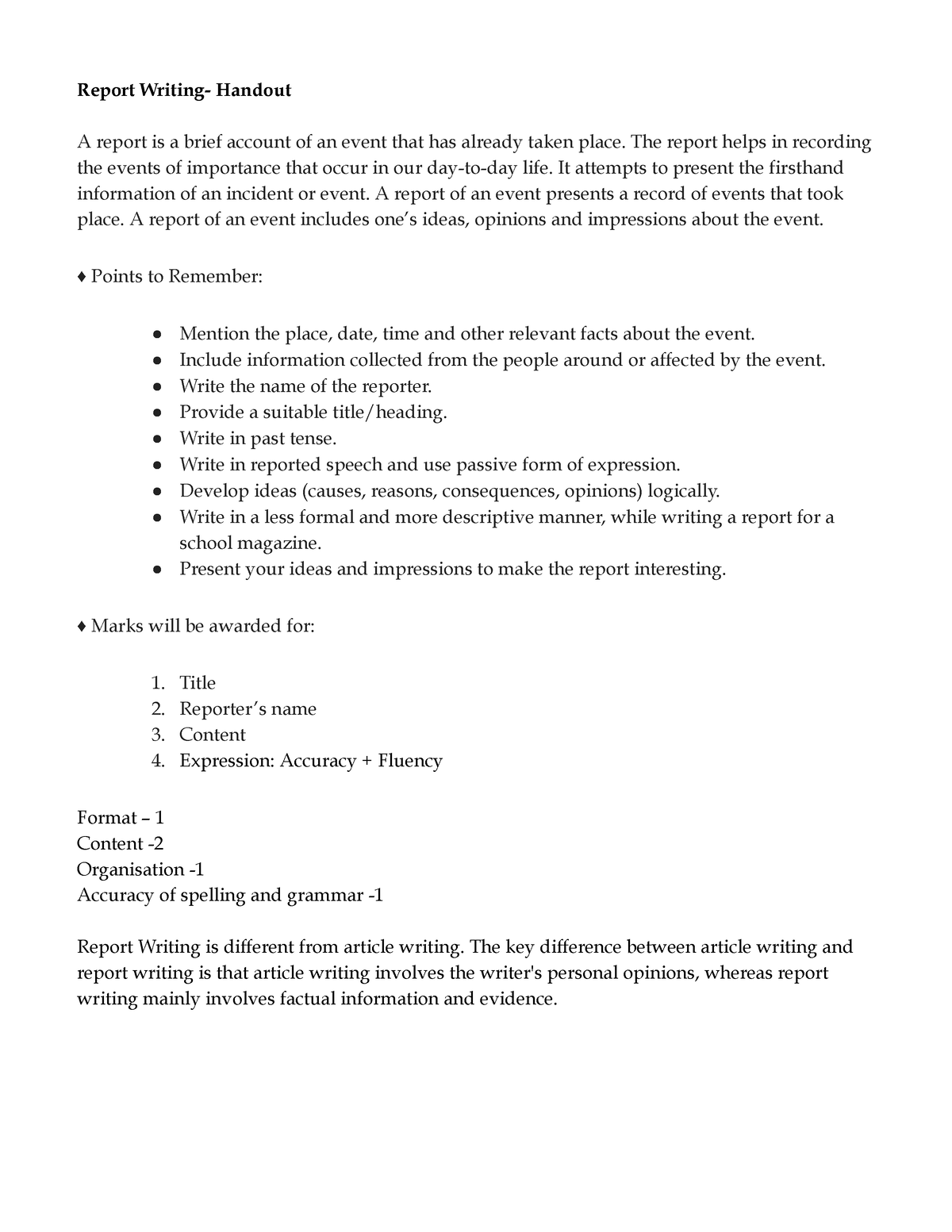 Report Writing.docx - haha - Report Writing- Handout A report is a ...