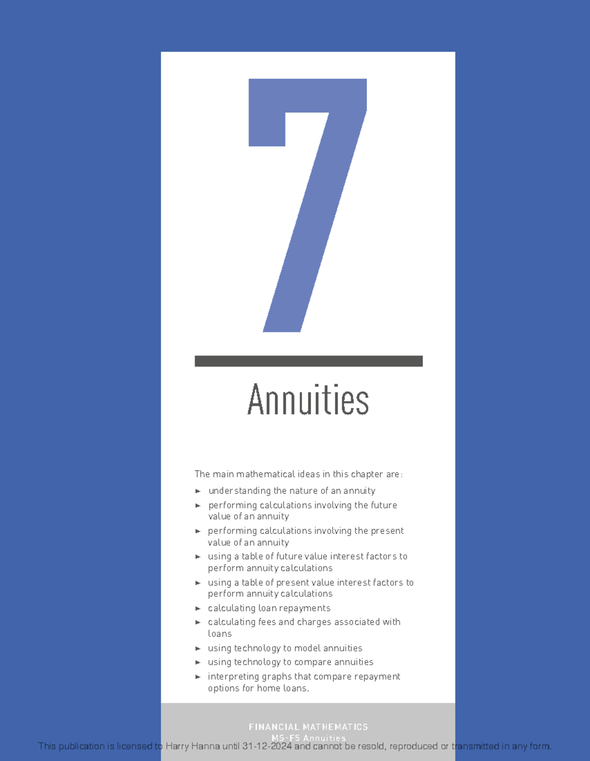 Annuities -Insight - FINANCIAL MATHEMATICS MS F5 Annuities The main ...