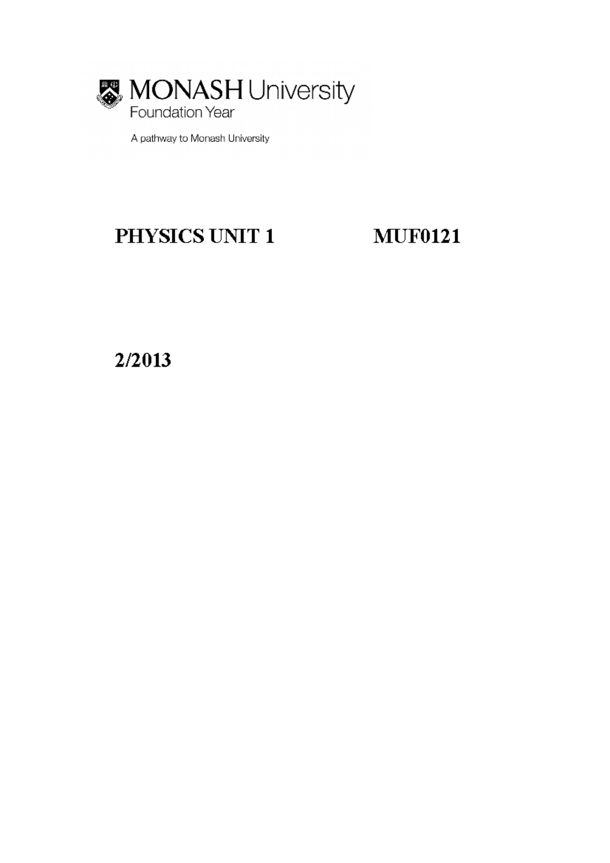 MUF0121 Physics Unit 1 2 2013 For Students PHYSICS UNIT 1 MUF0121 muf0121-physics-unit-1-2-2013-for-students-physics-unit-1-muf0121