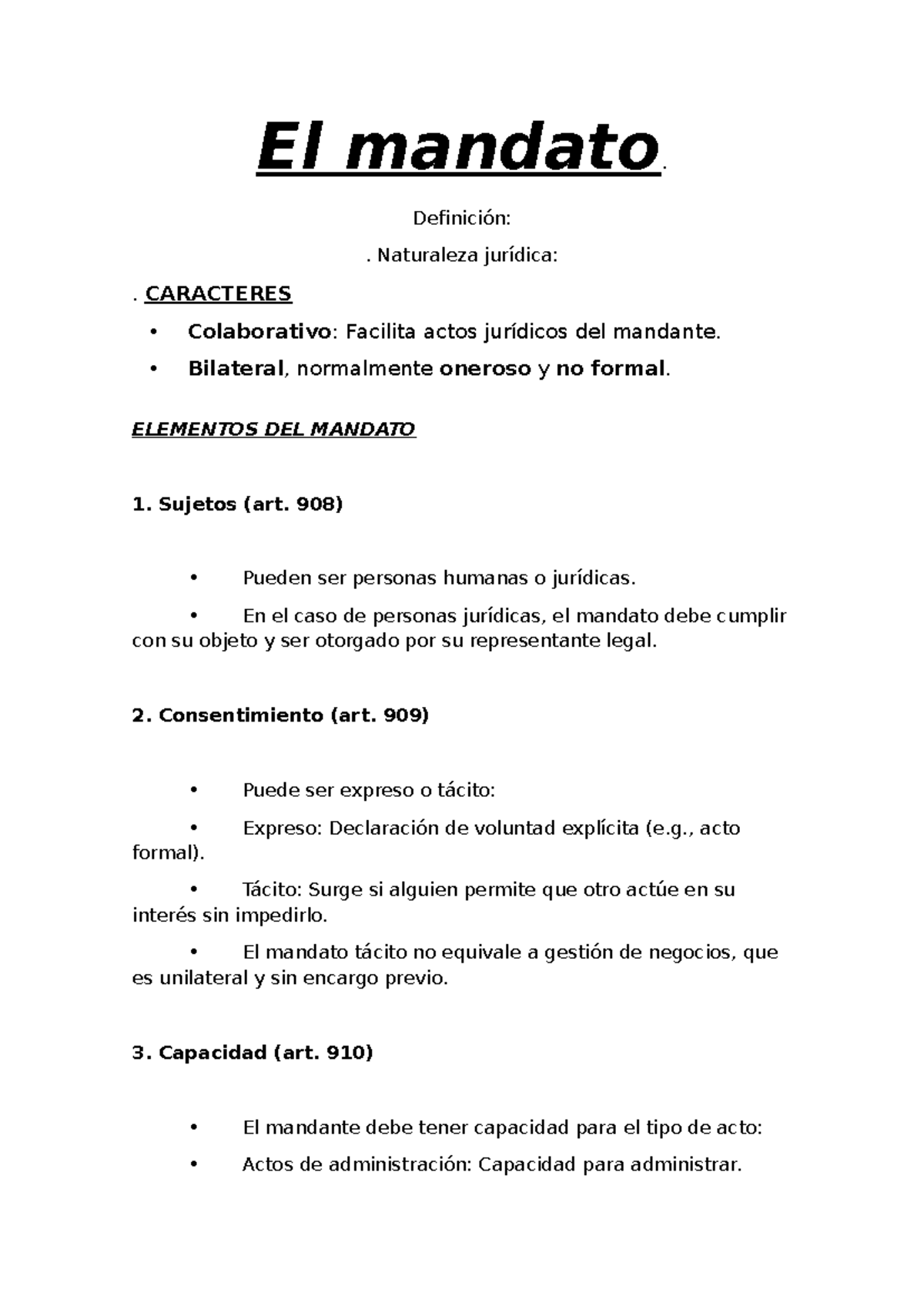 Copia de Documento - Muy buen resumen - El mandato. Definición ...