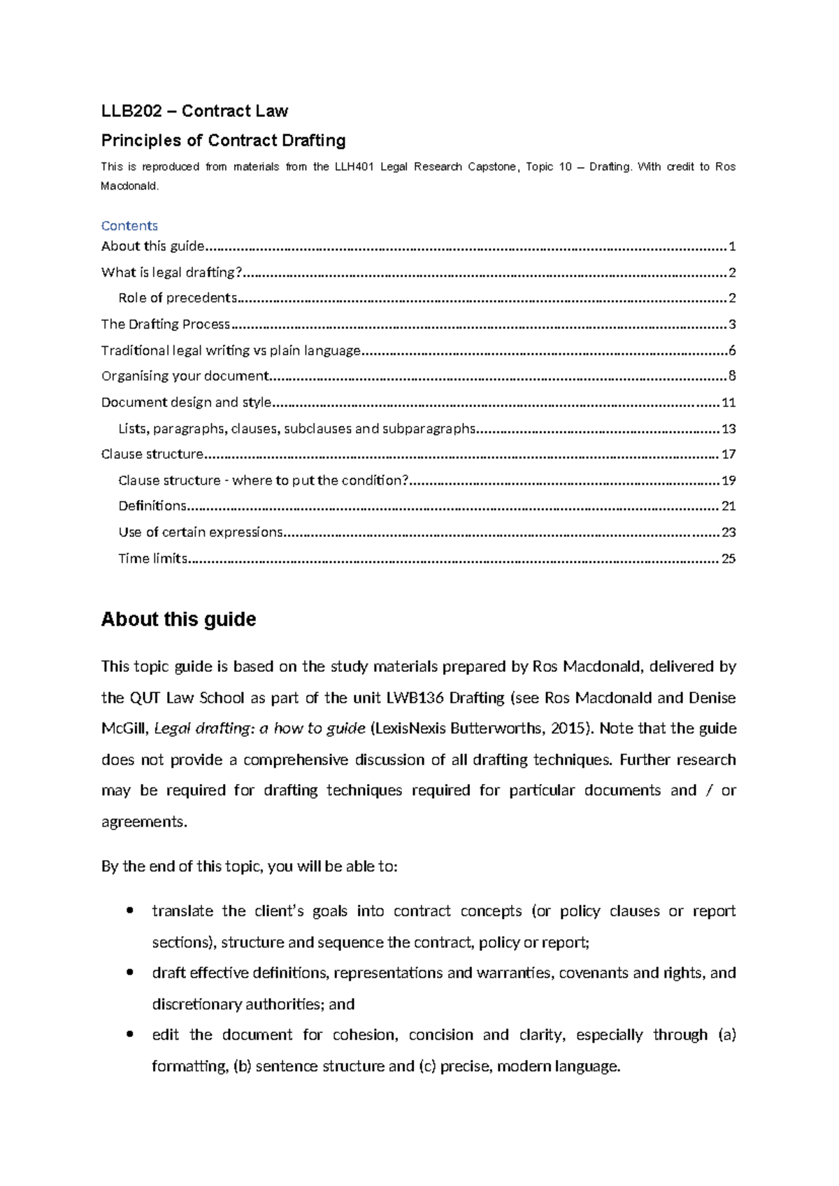 Learn Contract Drafting Course Materials-2 - LLB202 – Contract Law ...
