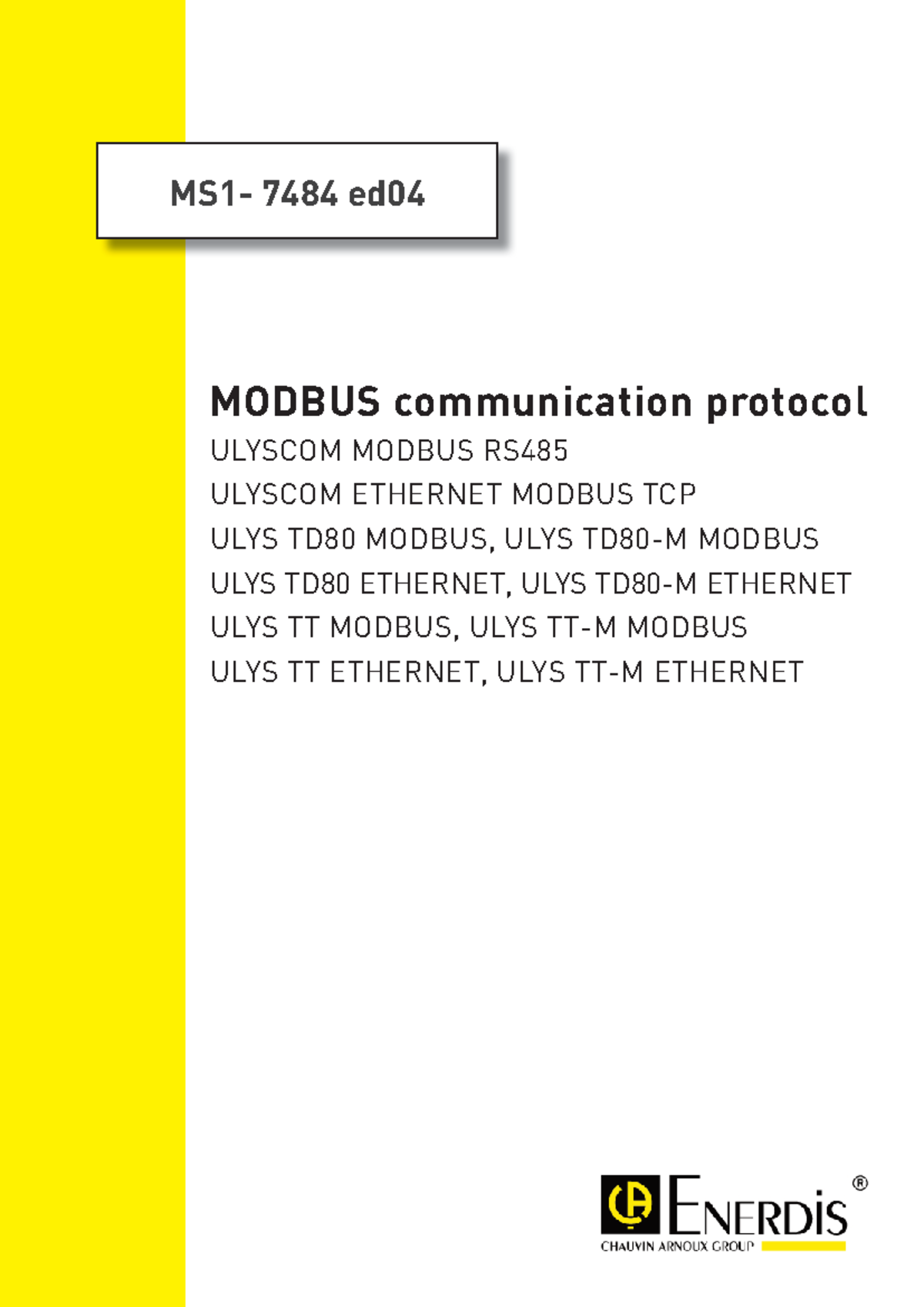 Modbus-manual-TD80 - MS1- 7484 ed MODBUS communication protocol ULYSCOM ...