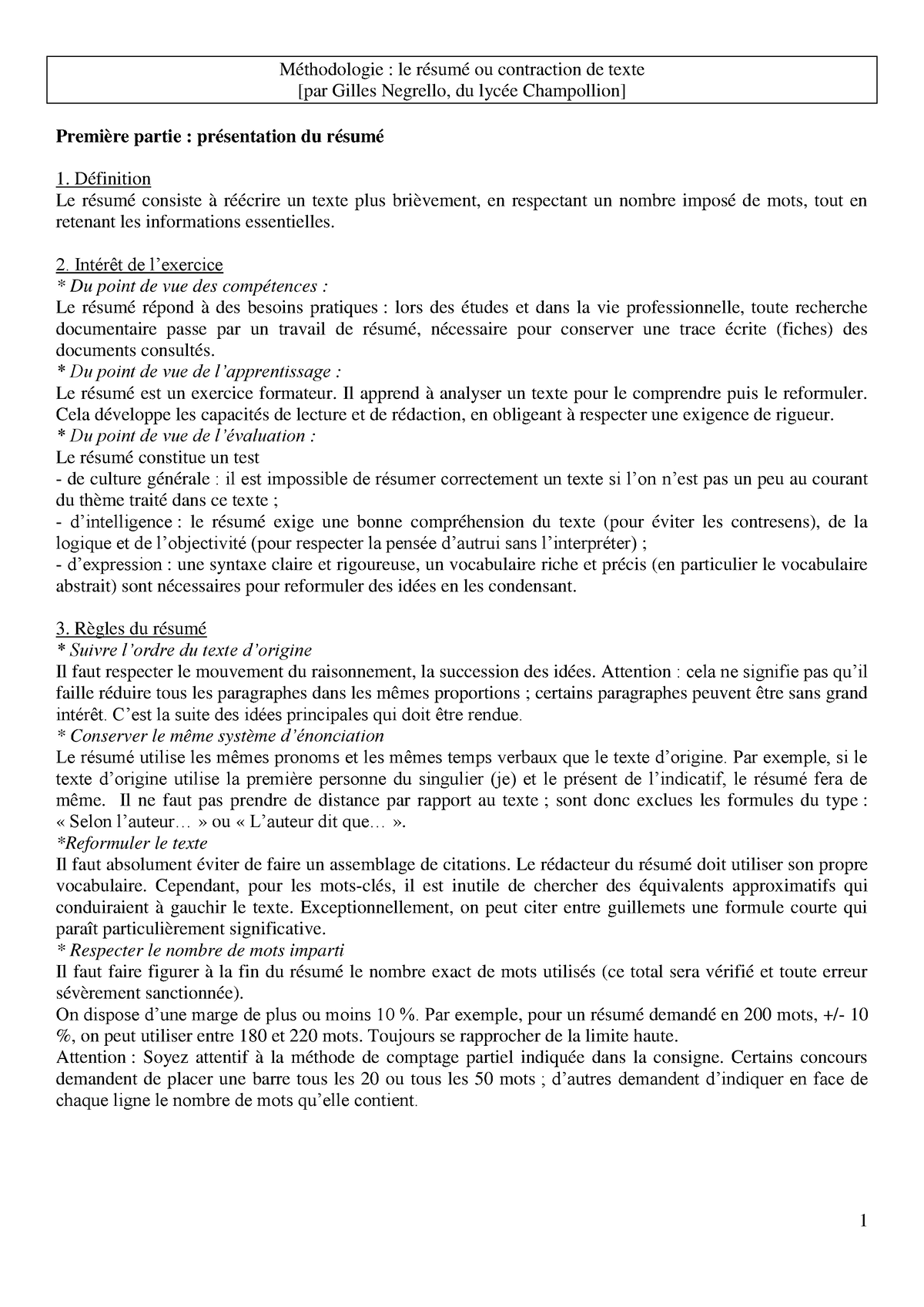 Methode Contraction De Texte - Méthodologie : Le Résumé Ou Contraction ...