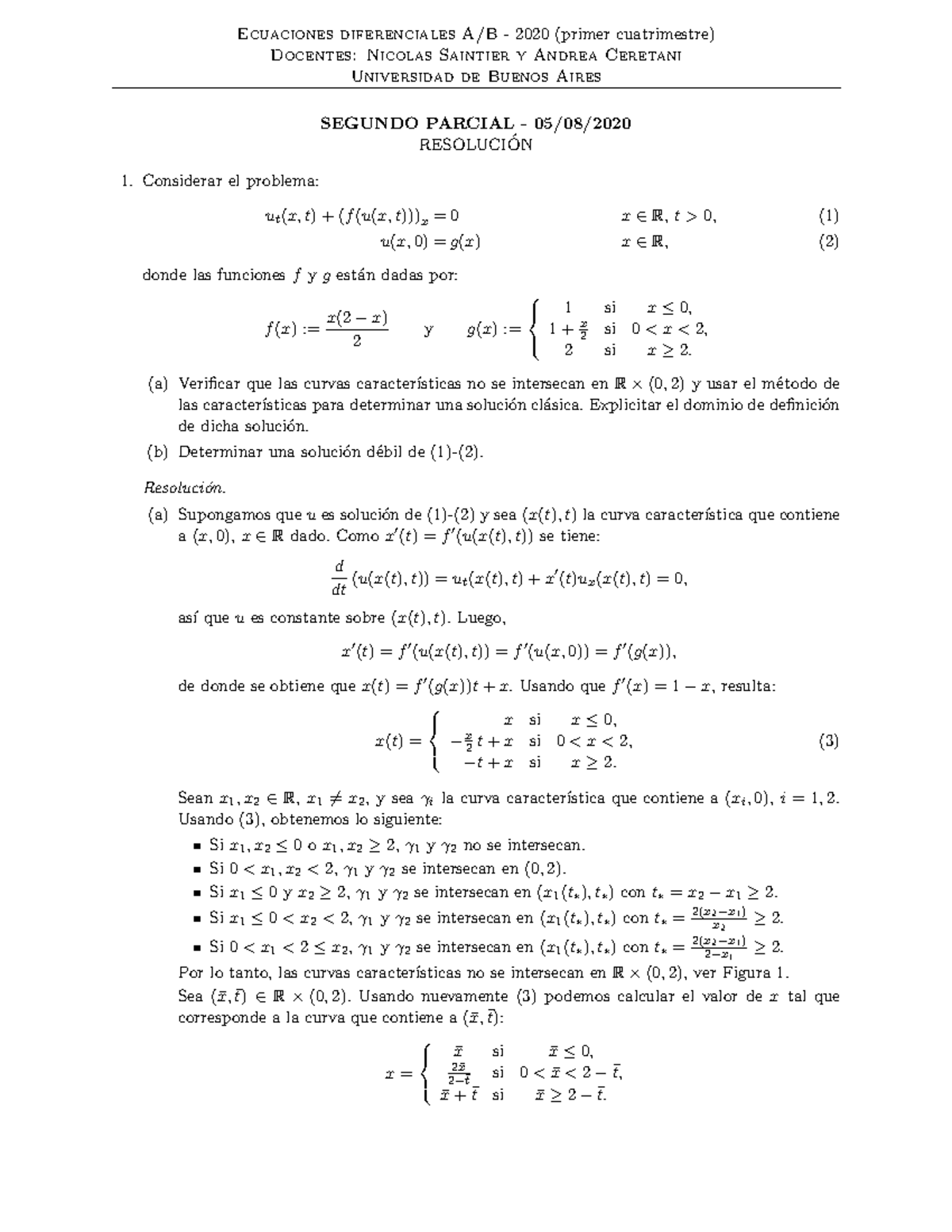 2do Parcial 2020 - Ecuaciones Diferenciales A/B- 2020 (primer ...