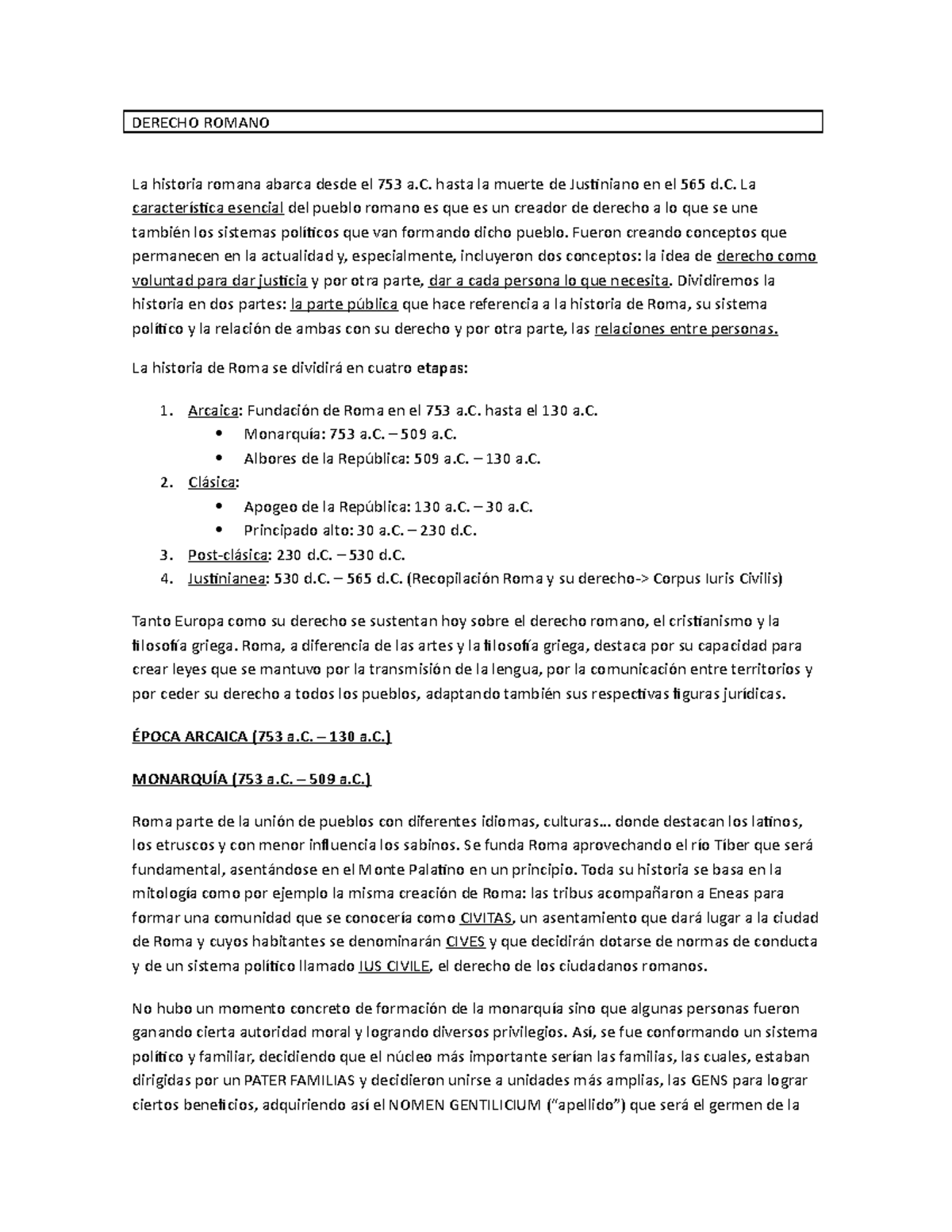 Derecho Romano - Apuntes Completo - DERECHO ROMANO La Historia Romana ...