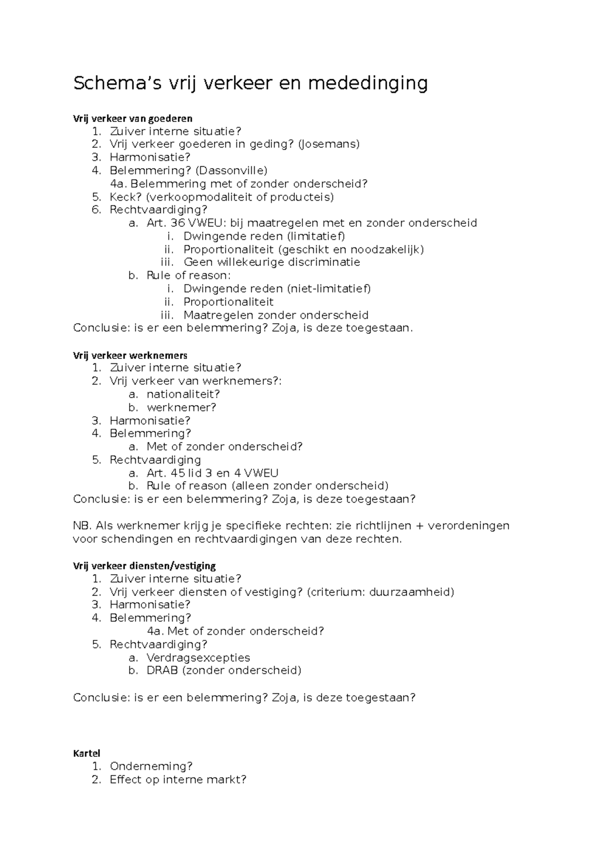 Samenvatting - De Verschillende Stappenplannen - Vrij Verkeer En ...