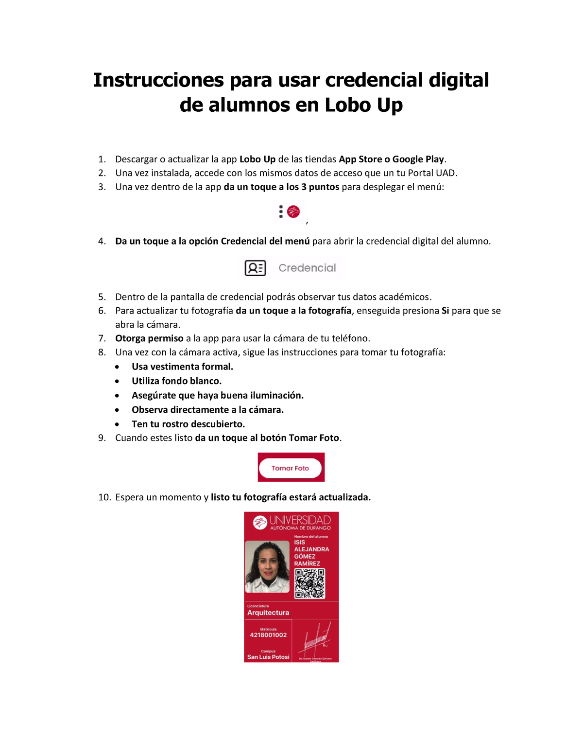 Instrucciones para usar credencial digital de alumnos en Lobo Up -  Instrucciones para usar - Studocu