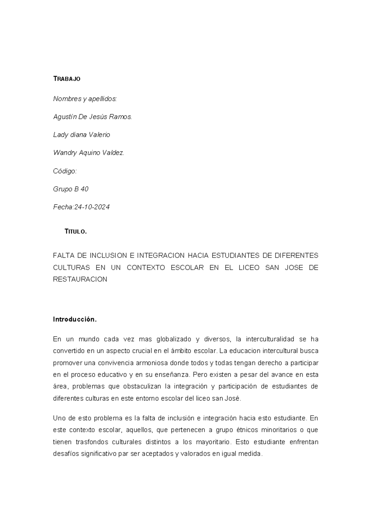 Trabajo de la asignatura fp o78 agustin - TRABAJO Nombres y apellidos ...