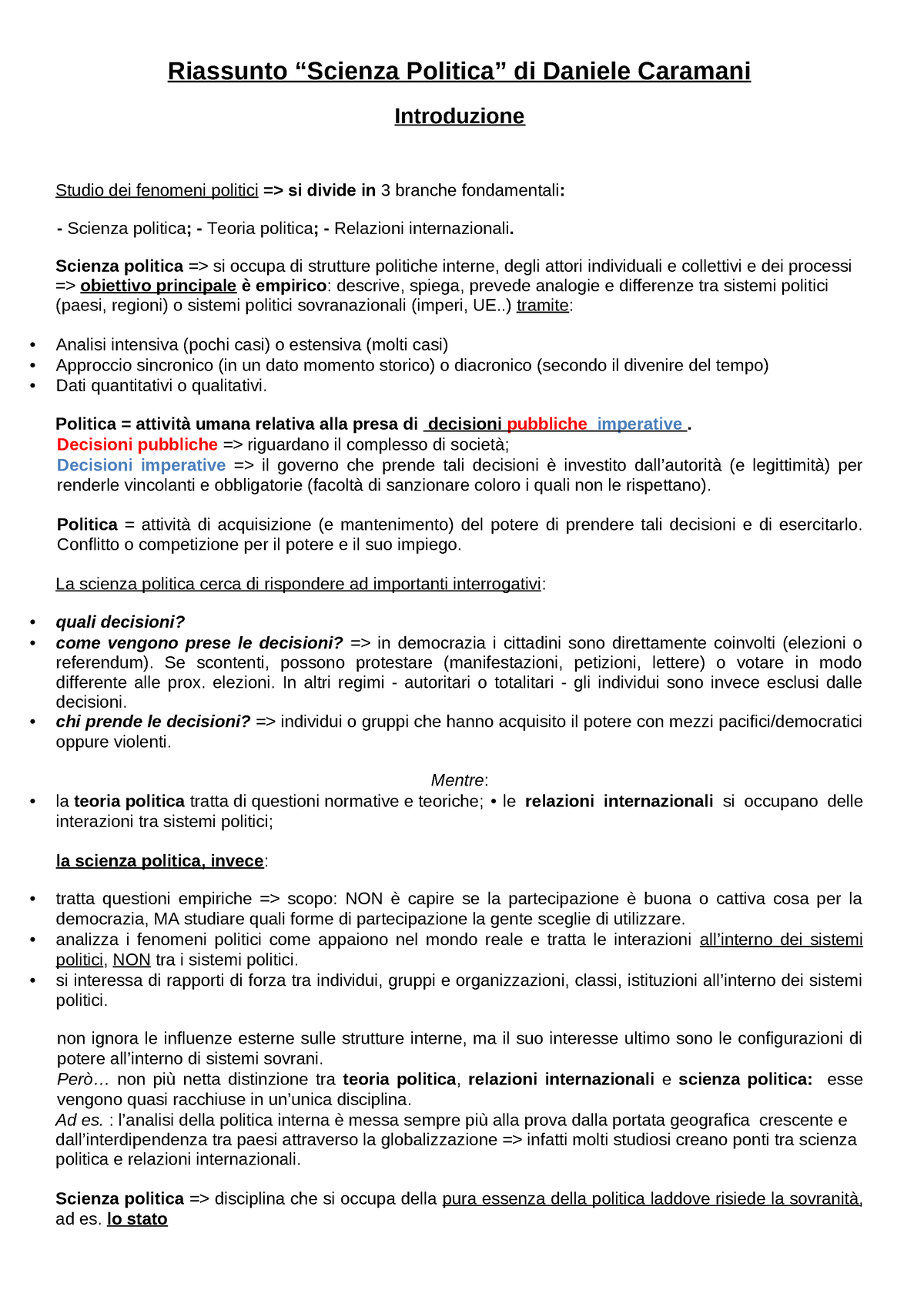 Caramani - Scienza Politica - Riassunto “Scienza Politica” Di Daniele ...