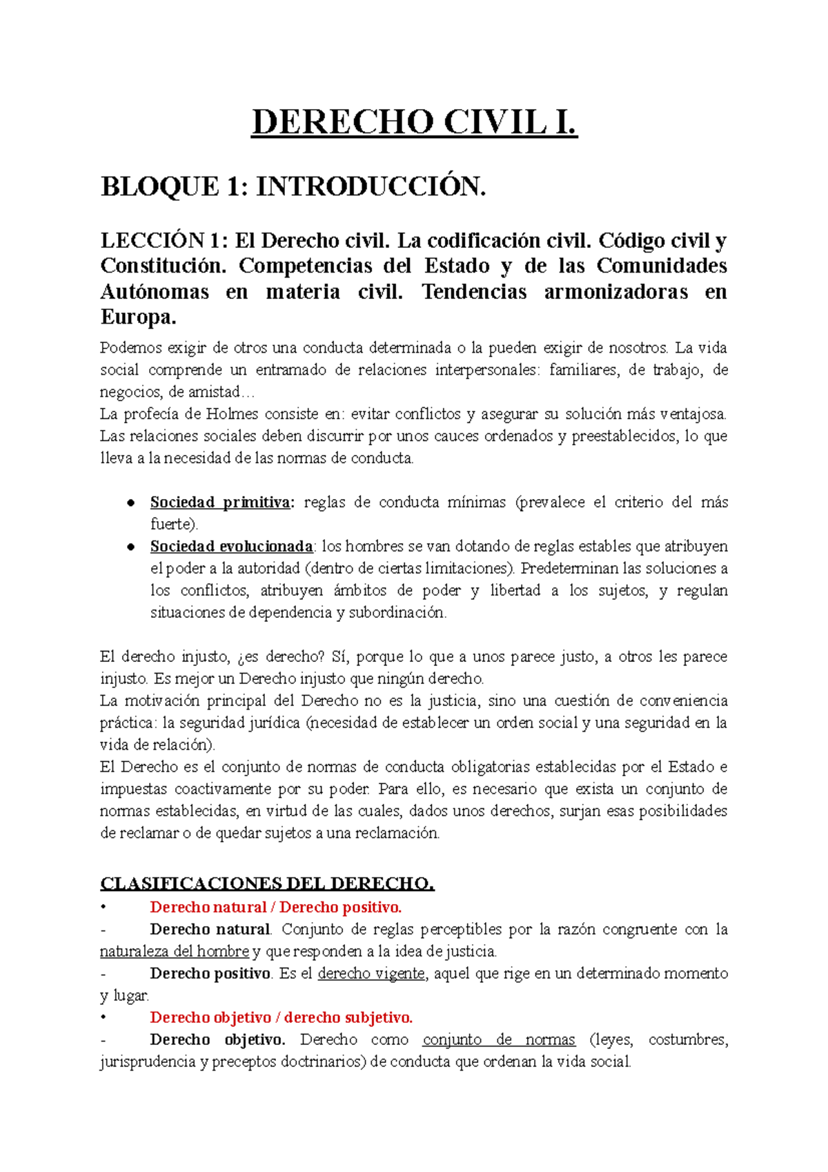 Derecho Civil I - Apuntes Todos - DERECHO CIVIL I. BLOQUE 1 ...