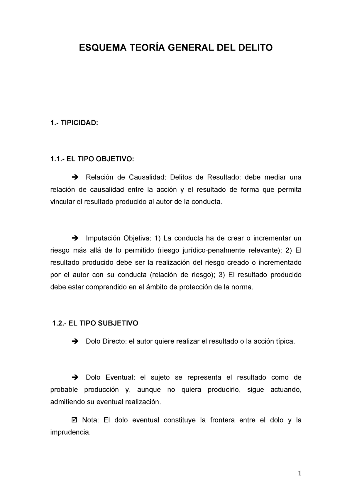 Esquema Práctico De Teoría General Del Delito Esquema TeorÍa General Del Delito 1 Tipicidad 9583