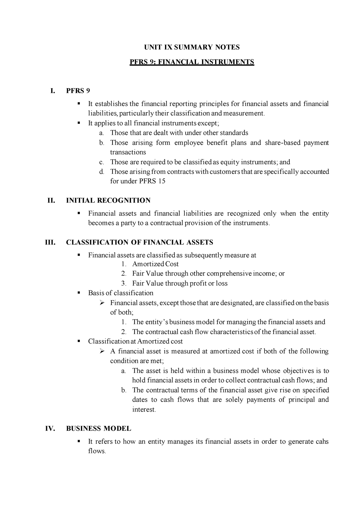 Nornanifa A. Cosign (Unit 9 - PFRS 9 Summary Notes) - UNIT IX SUMMARY ...