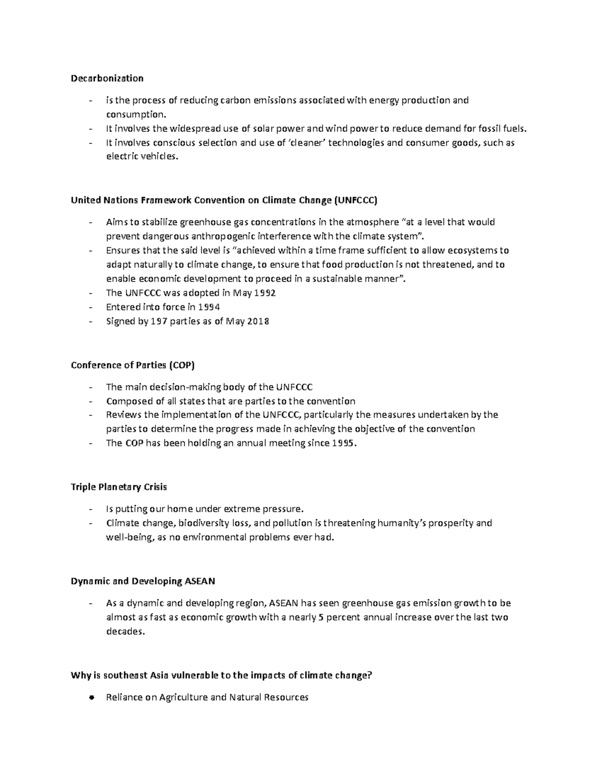 International Environmental Governance - Decarbonization is the process ...