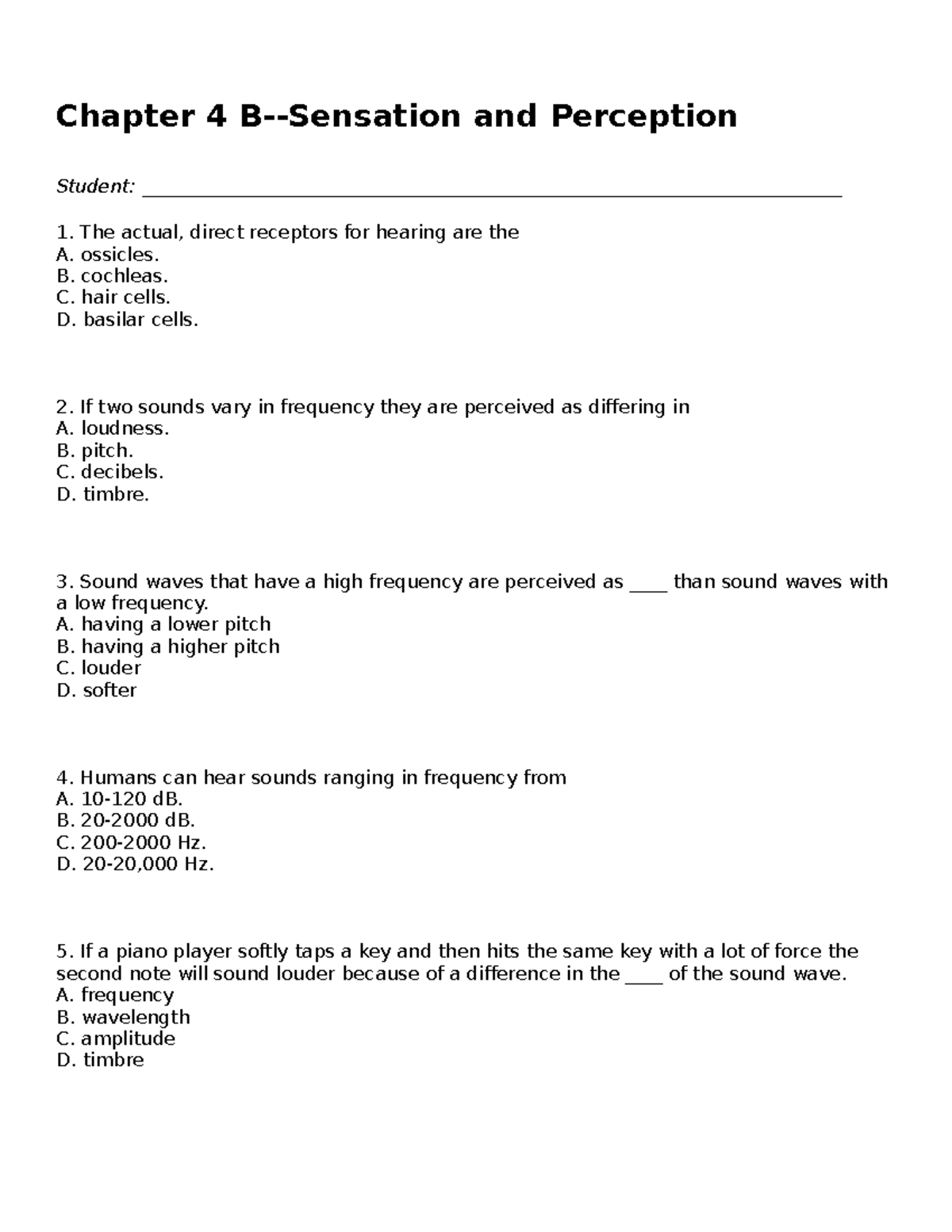 Chapter 4 B-Sensation And - Chapter 4 B-Sensation And Perception ...